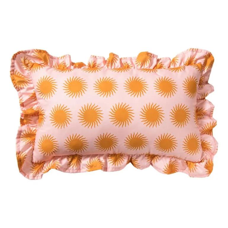Kussen zonnetjes - roze/oranje - 30x50 cm