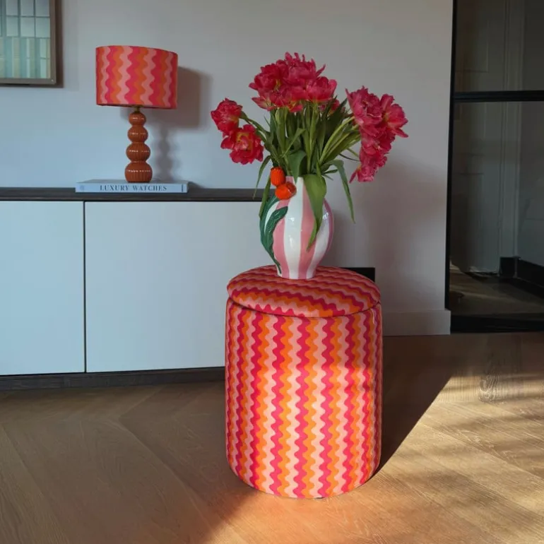 Lampenkap retro - roze - ø24.5x17 cm