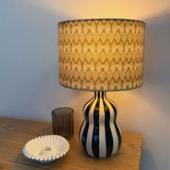 Lampvoet streepjes - zwart/wit - ø13.7x20 cm
