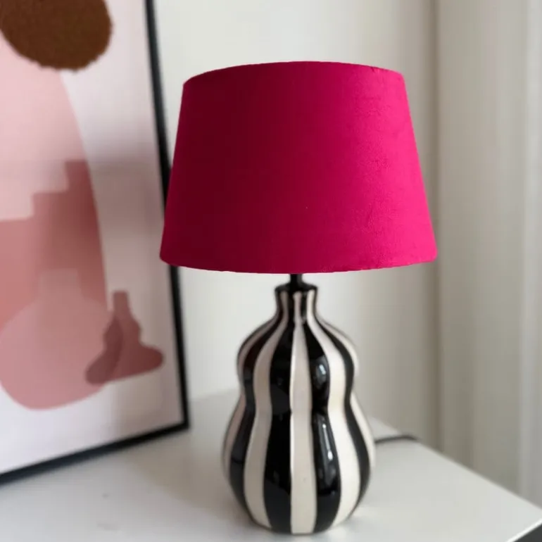 Lampvoet streepjes - zwart/wit - ø13.7x20 cm