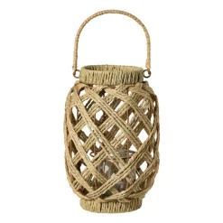 Lantaarn mitch - beige/groen - ø19x28 cm