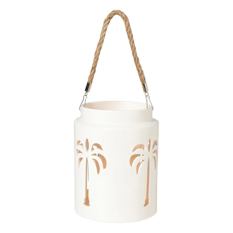 Lantaarn palmboom groot - beige - ø16x20.3 cm
