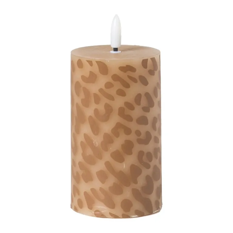 LED kaars animal groot - bruin/zwart - ø7x12 cm