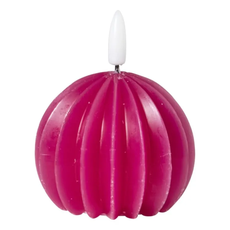 LED kaars bol - roze - ø7.5x6 cm