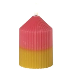 LED kaars duo - roze/groen - ø7x10 cm