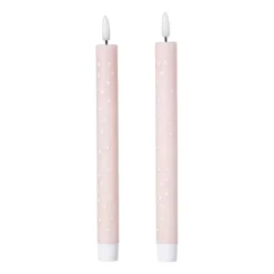 LED kaars hartjes - roze/rood - ø2.2x24 cm