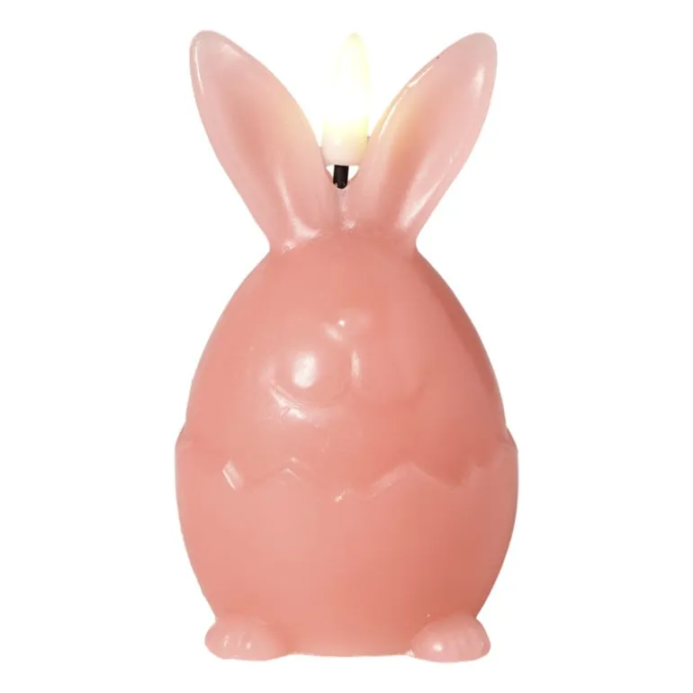 LED kaars paashaas - roze - ø6.4x11 cm
