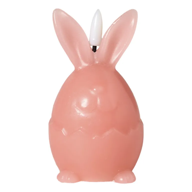 LED kaars paashaas - roze - ø6.4x11 cm