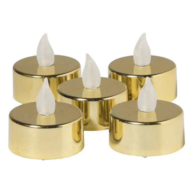 LED waxinelichten - goud - set van 5