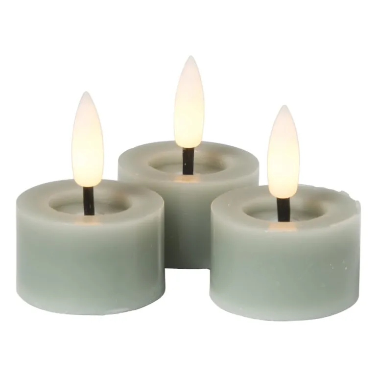 LED waxinelichten - groen - set van 3