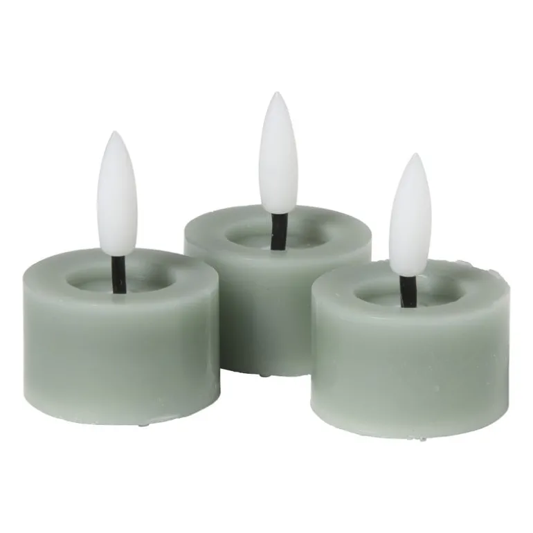 LED waxinelichten - groen - set van 3