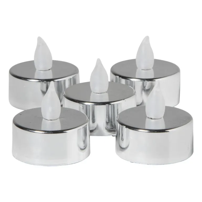 LED waxinelichten - zilver - set van 5