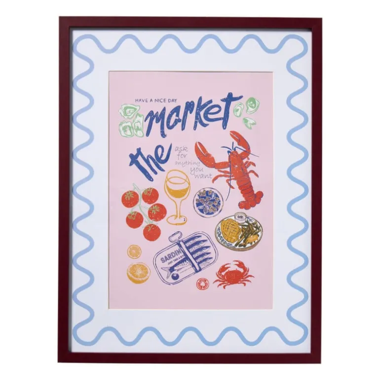 Lijst met poster market - multikleur - 30x40 cm
