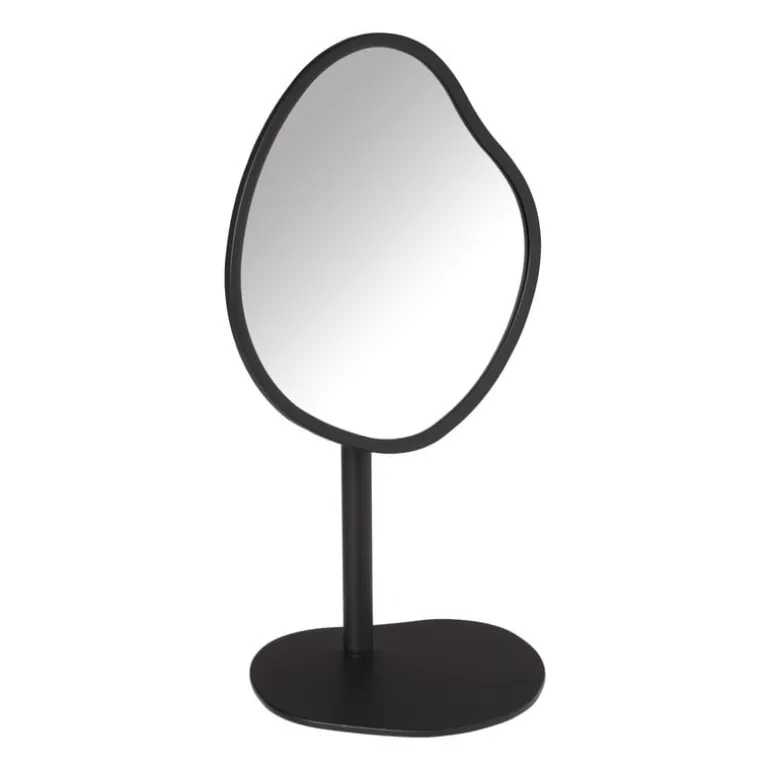 Make-up spiegel organic - zwart metaal - 18 cm