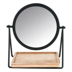 Make-up spiegeltje met plankje - zwart - 19x14x21 cm