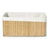 Mand bamboe met teddy - 16x36x27 cm - naturel/wit