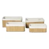 Mand bamboe met teddy - 14x33x25 cm - naturel/wit