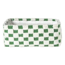 Mand checks groot - groen/wit - 15x36x26 cm