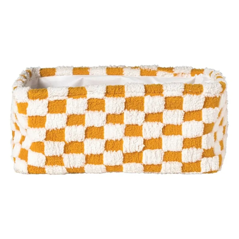 Mand checks groot - oranje/wit - 15x36x26 cm