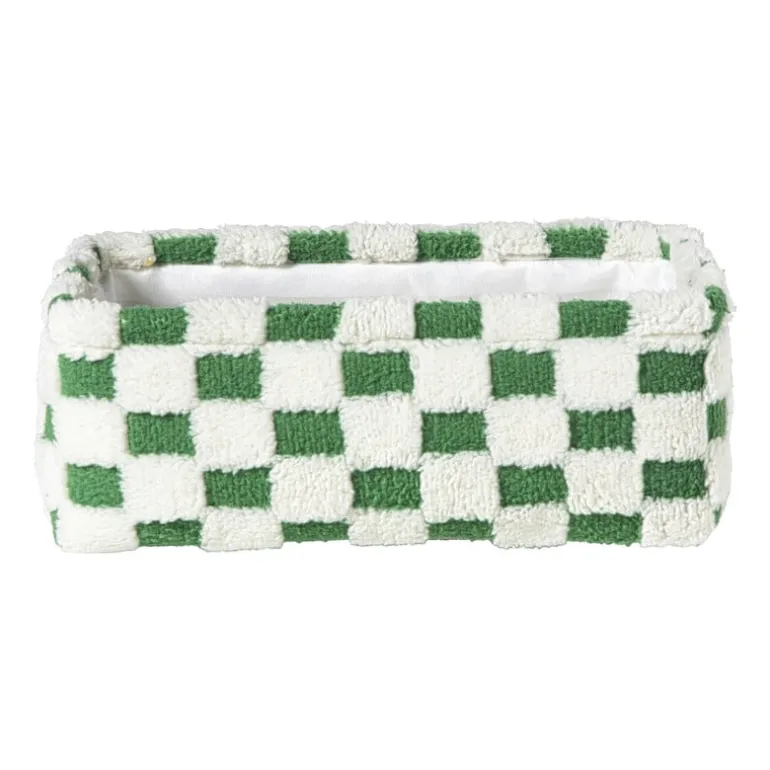 Mand checks klein - groen/wit - 11x30x20 cm