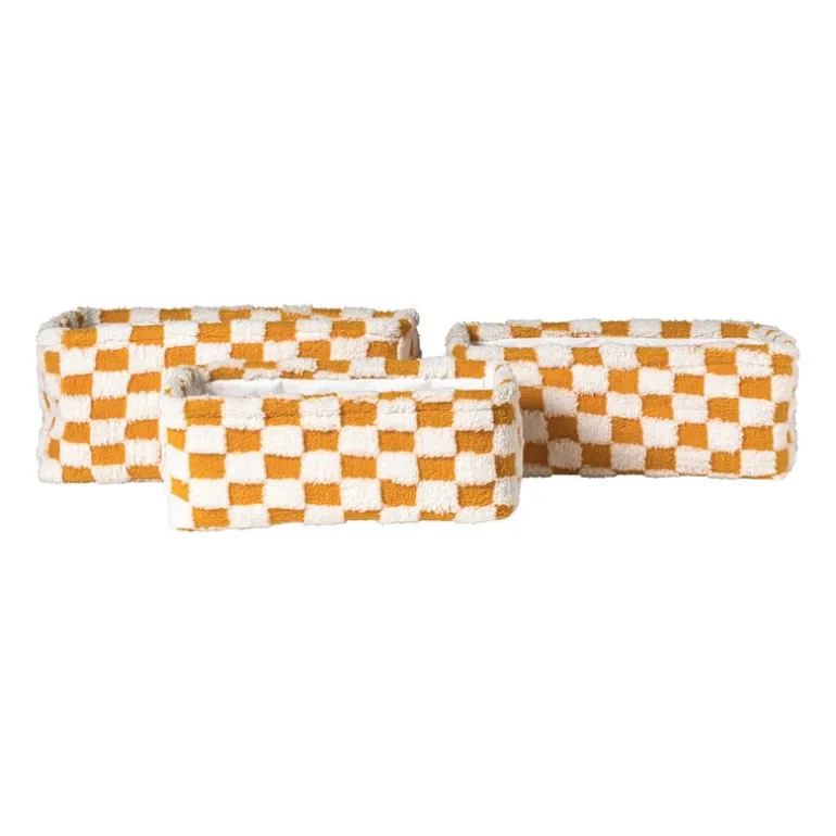 Mand checks klein - oranje/wit - 11x30x20 cm