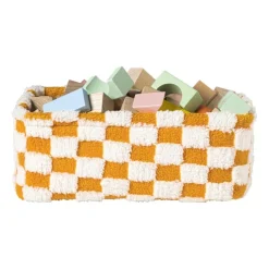 Mand checks klein - oranje/wit - 11x30x20 cm
