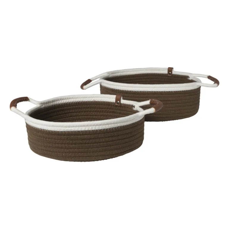 Mand colors laag - bruin/wit - ø27x9 cm