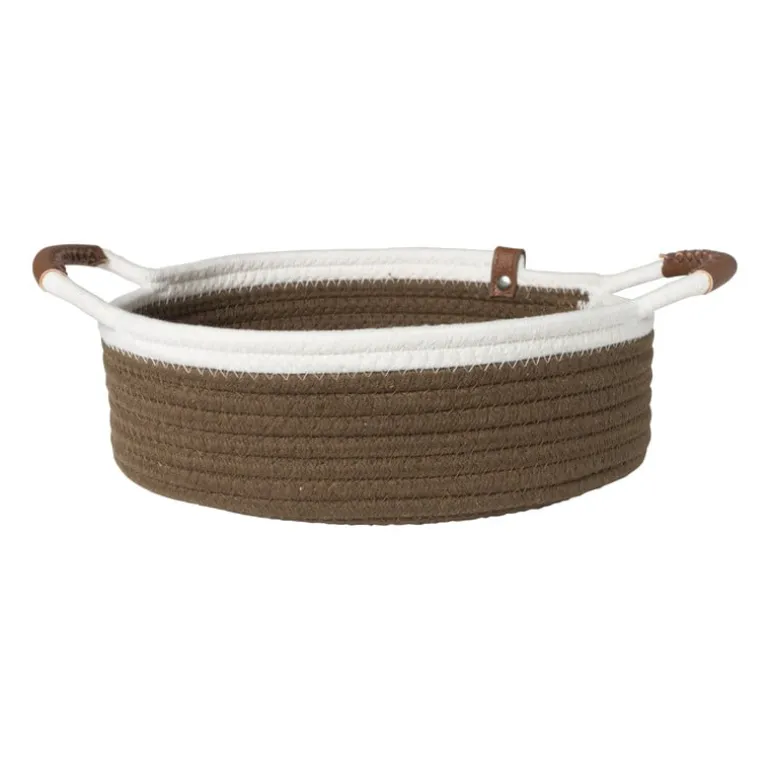 Mand colors laag - bruin/wit - ø27x9 cm
