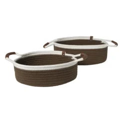 Mand colors laag - bruin/wit - ø30x10 cm