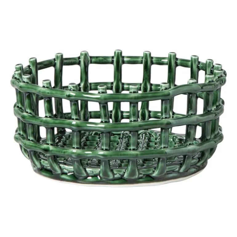 Mand keramiek klein - groen - ø23x11 cm