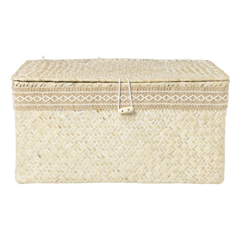 Mand met deksel Stijn - 17.5x35x25 cm - wit