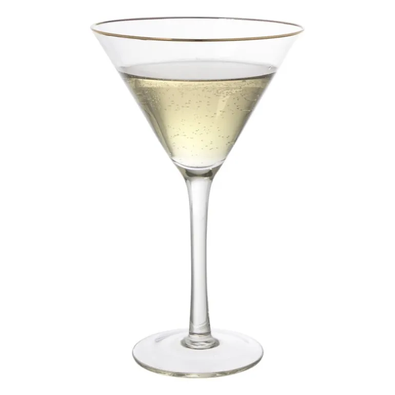 Martiniglas roze gouden rand - glas - 220 ml