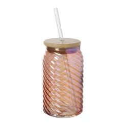 Mason jar iriserend - oranje - ø7.5x14 cm