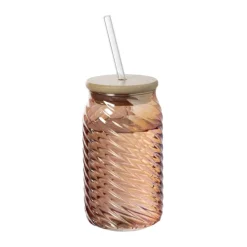 Mason jar iriserend - oranje - ø7.5x14 cm