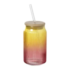 Mason jar iriserend - roze - ø7.5x14 cm