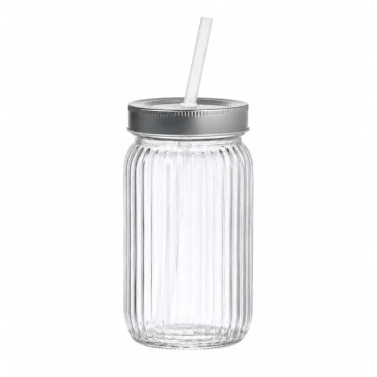 Mason jar ribbel - transparant - 450 ml
