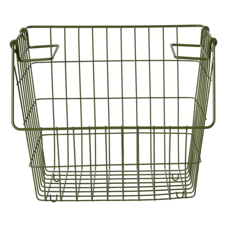 Metalen stapelmand - groen - 26x31.5x31 cm