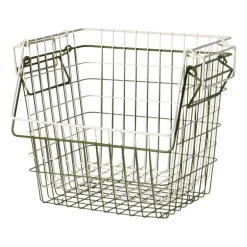 Metalen stapelmand - groen - 26x31.5x31 cm
