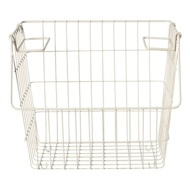 Metalen stapelmand - wit - 26x31.5x31 cm