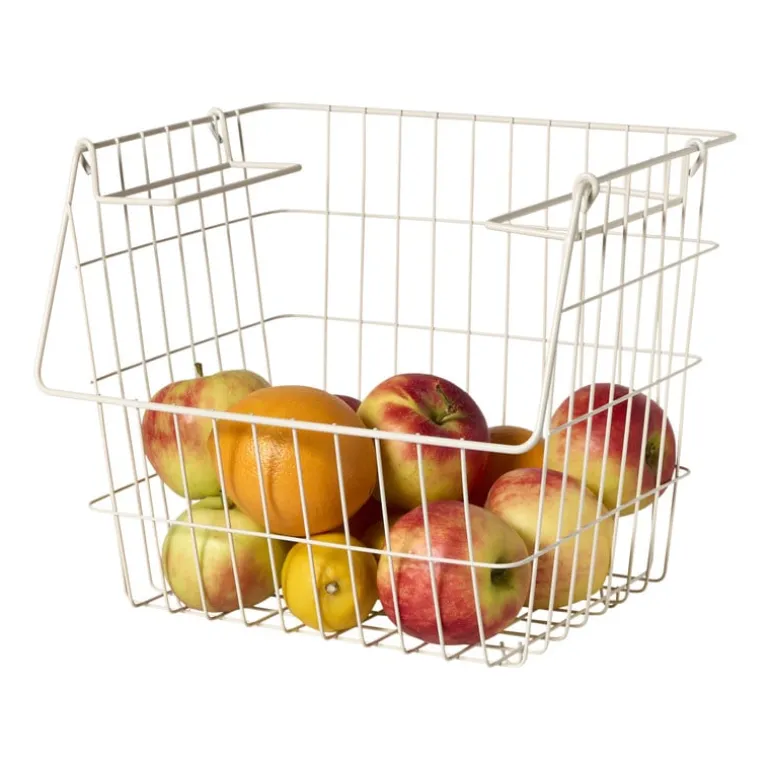 Metalen stapelmand - wit - 26x31.5x31 cm