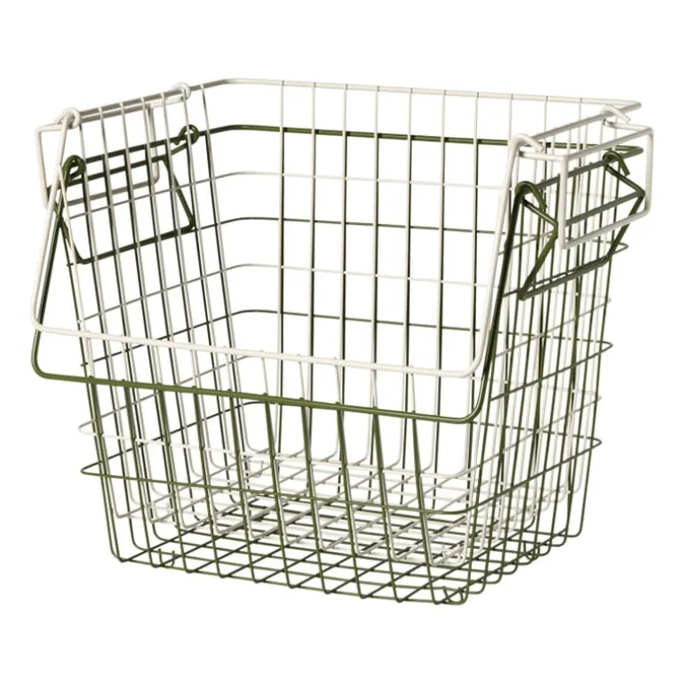 Metalen stapelmand - wit - 26x31.5x31 cm