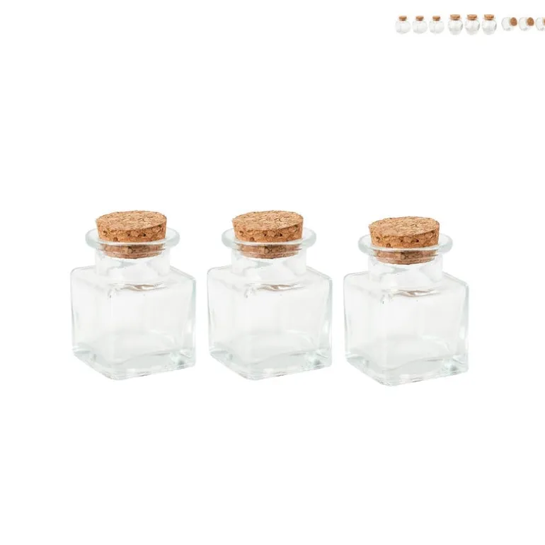 Mini opbergpotje met kurk - set van 3