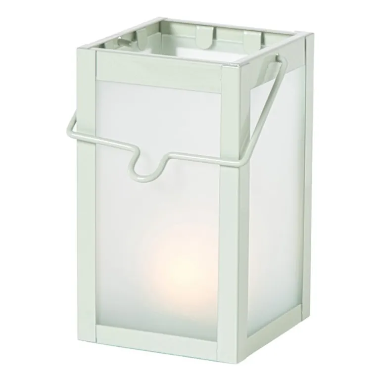 Mini windlichtje - groen/grijs - ø8x14 cm - diverse varianten