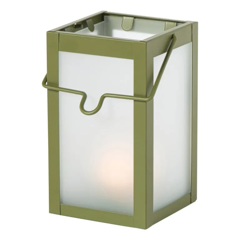 Mini windlichtje - groen/grijs - ø8x14 cm - diverse varianten