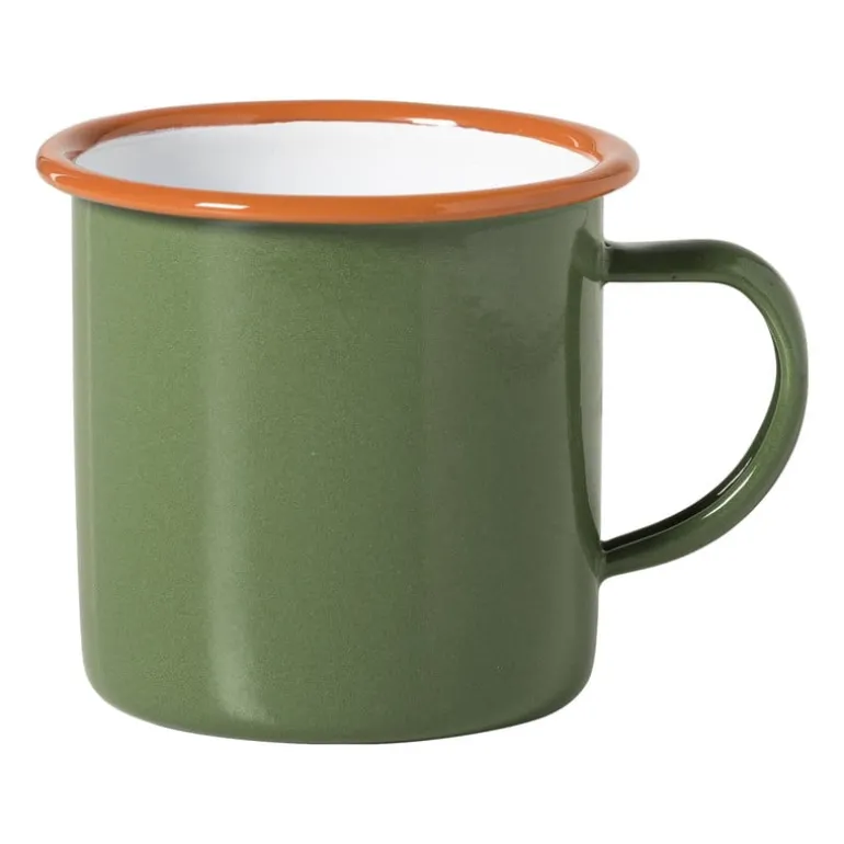 Mok emaille - groen/oranje - 350 ml