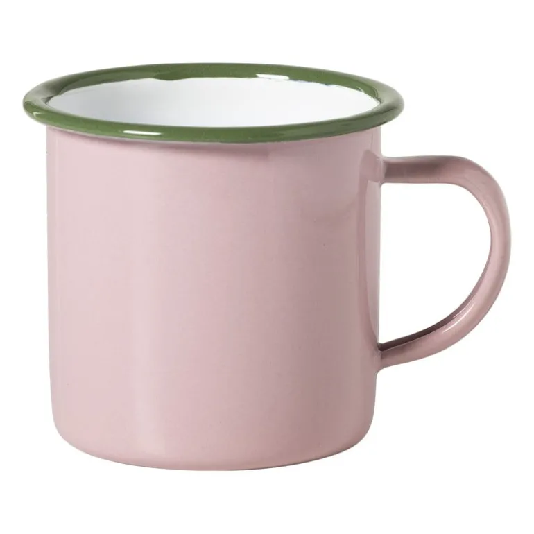 Mok emaille - roze/groen - 350 ml