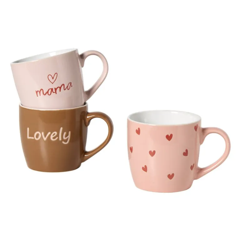 Mok lovely - bruin/roze - 325 ml