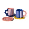 Mok smiley - blauw/roze - 300 ml - Happy at Home by Sanny