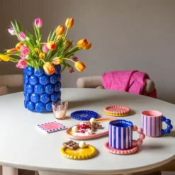 Mok smiley - blauw/roze - 300 ml - Happy at Home by Sanny