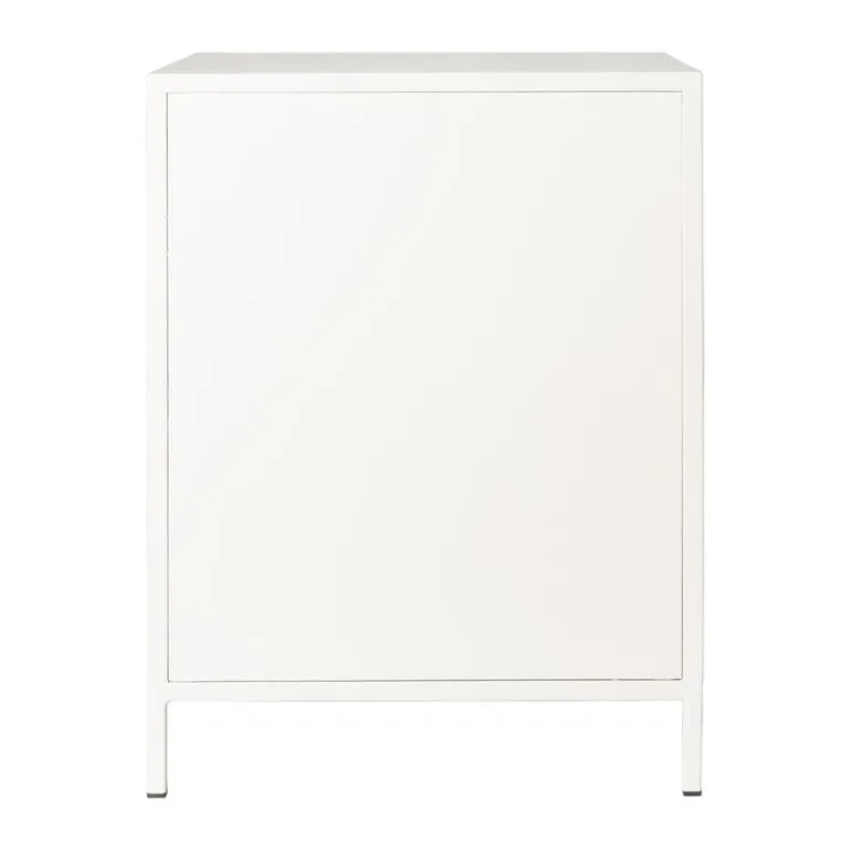 Nachtkastje Luca met geribbeld glazen deurtje - offwhite - 55.5x40x32 cm